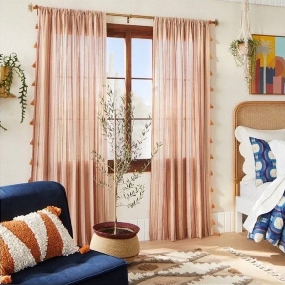 Opalhouse Accents 2pc One Woven Striped Curtain Panel Opalhouse